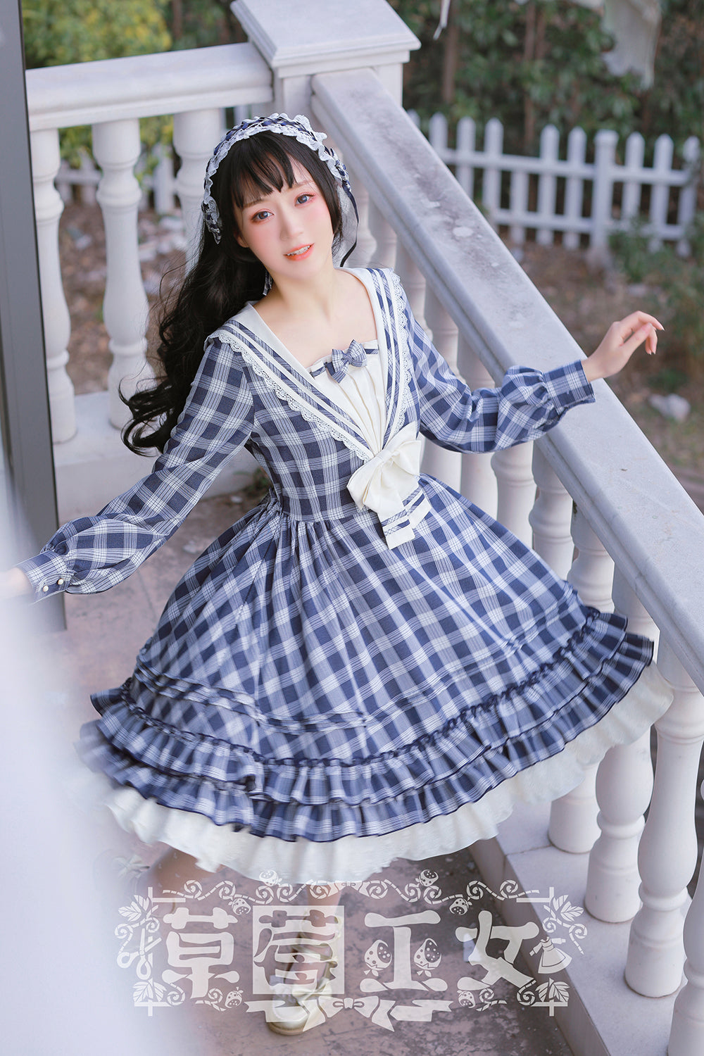 Strawberry Witch - Tartan Sailor Lolita OP Dress - OP Dress