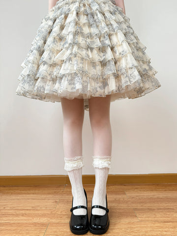 Chubby Bear Tales - Openwork Bow - Thin Mid-Calf Lace Socks with Bow Detail