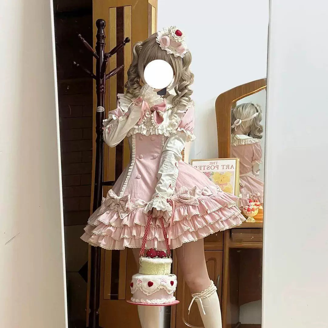 Sweetheart Dream Machine - Princess Cake - Short-sleeve OP dress with layered ruffles and bows