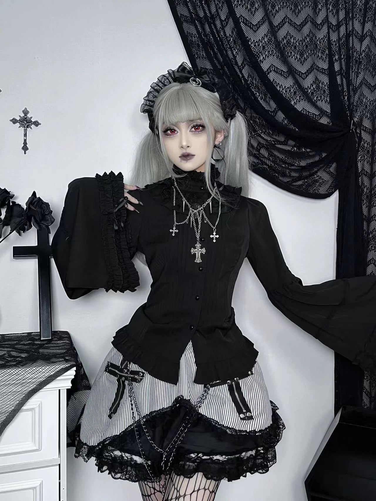 DMFS Lolita - Ever-Changing Enchantress - Classic Lolita Blouse, Tightening Hime Sleeve