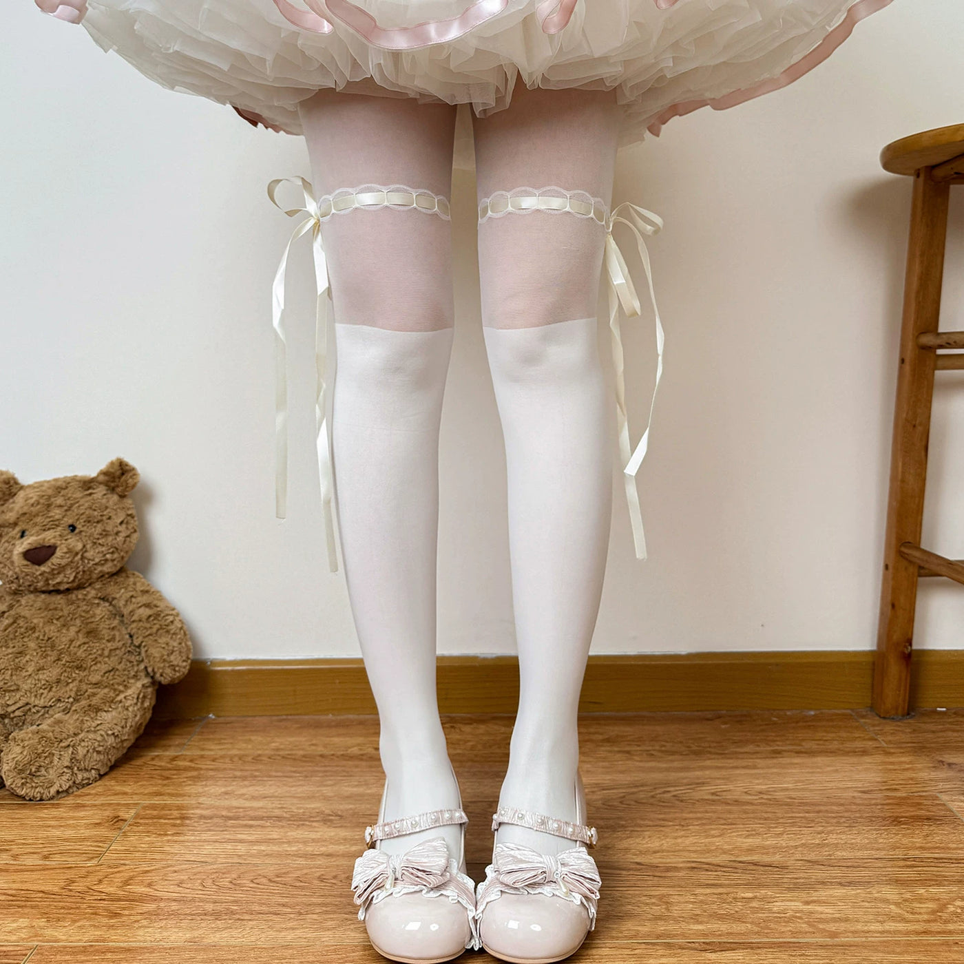 Chubby Bear Tales - Ballet Bow Collection - Tights with Decorative Bow and Motif Variations