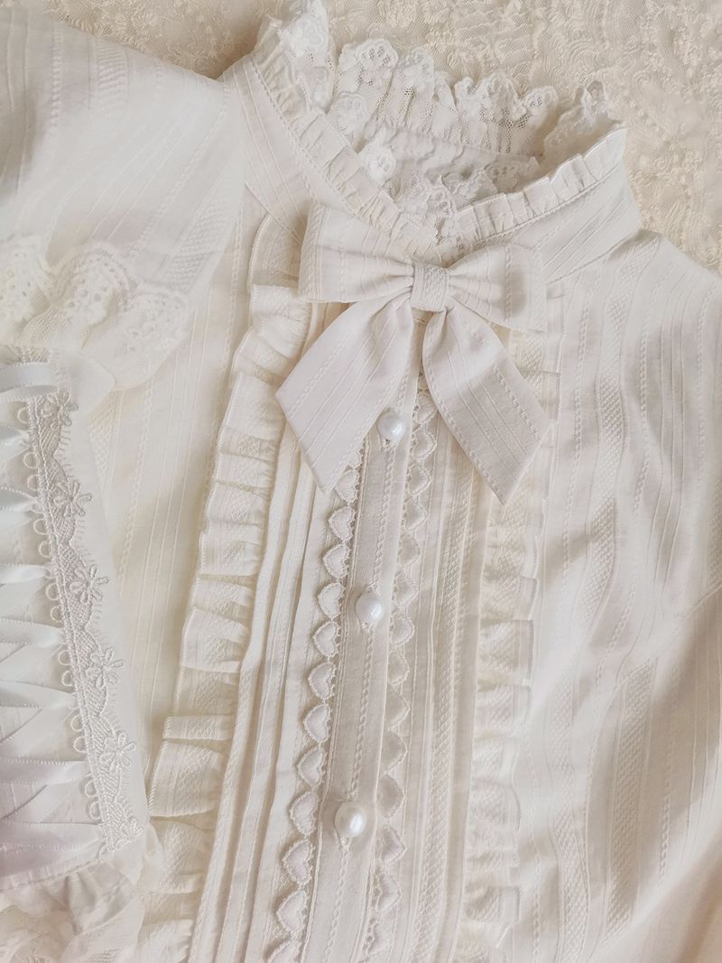 Yilia - Winter Mutton Sleeves Lace Flounce - Lolita Blouse Innerwear