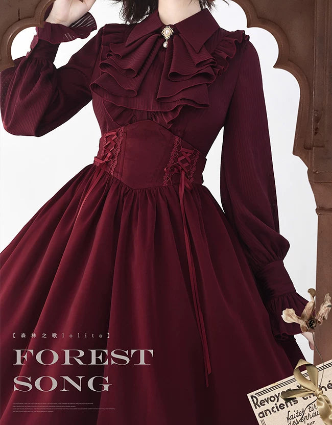 【Forest Song】阿斯特里斯衬衫 现货尖领条纹领结口水巾lolita