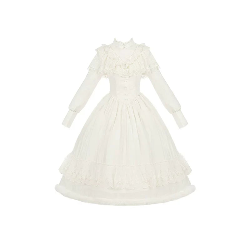 Winter Island Memory - Elegant Lolita Winter Coat & OP Dress Set 44444:808000