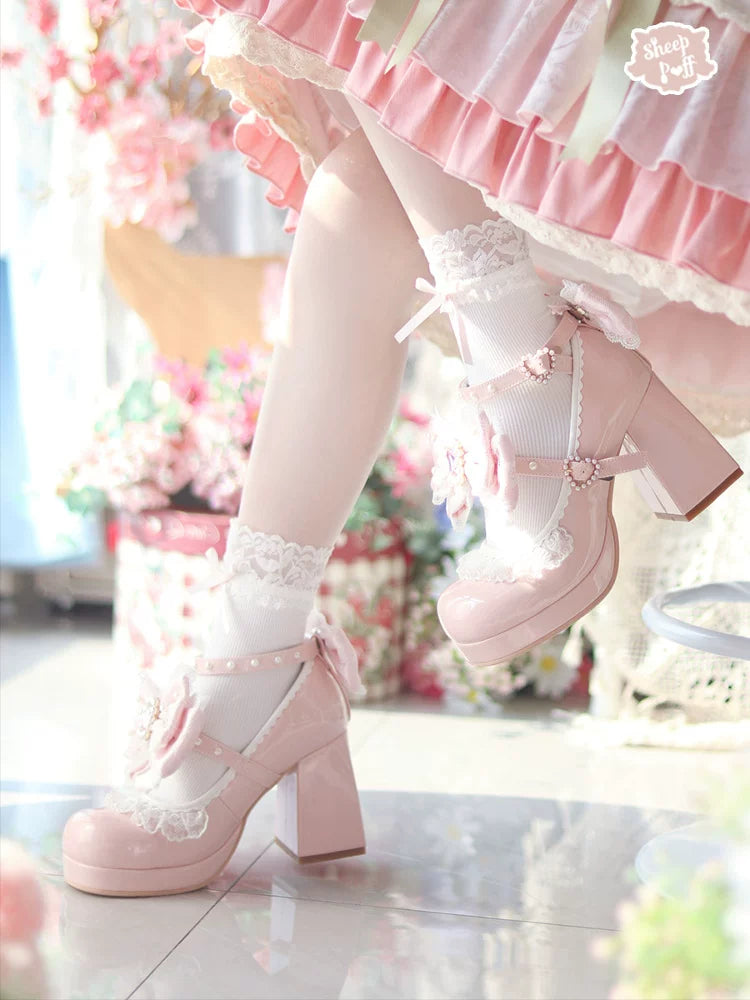sheeppuff Lace Romance High-Heel Lolita Shoes