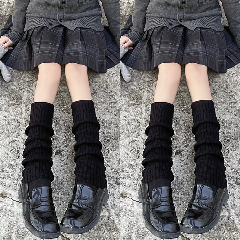 Floral Milk Cat - Ribbed Scrunch - Knit Leg Warmers in 40 cm and 50 cm Lengths