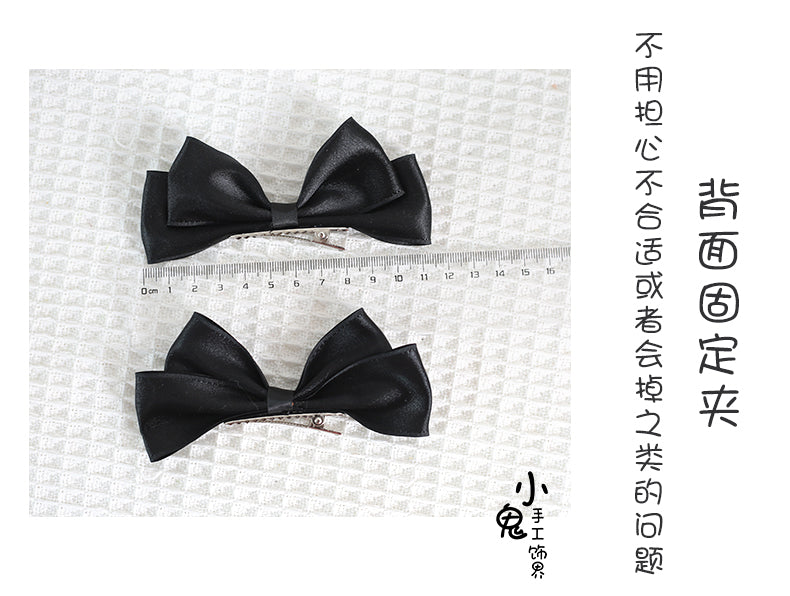 Xiaogui - Sweet Lolita Ponytail Lolita Bow - Hair Clips Headwear