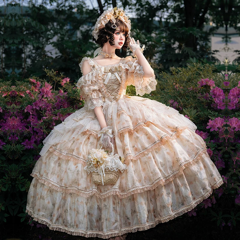 Autumnal yellow base of Cat Fairy Rose Letter lolita JSK