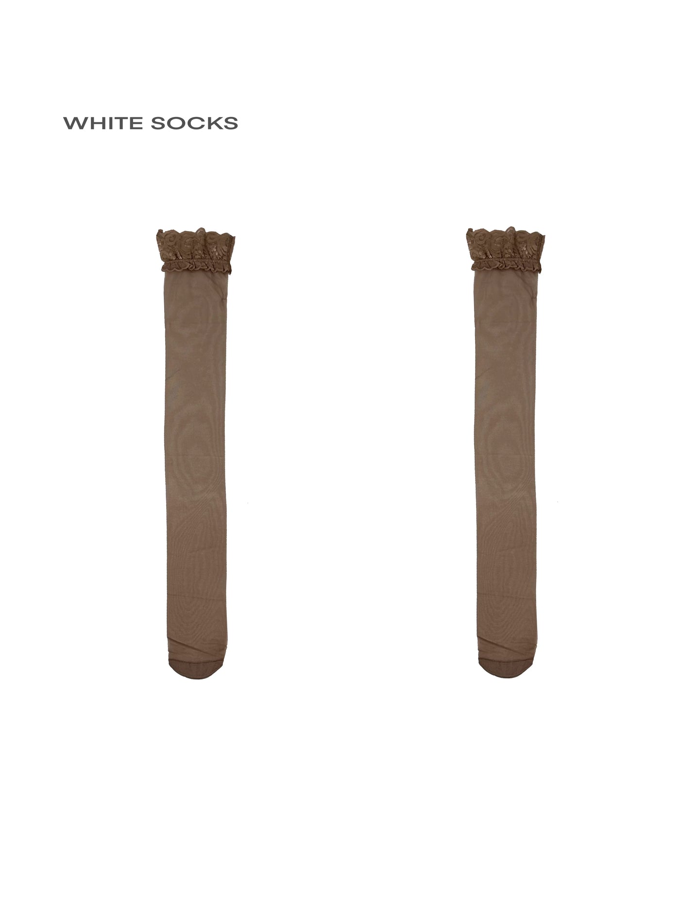 White Socks - Sheer Lace Grip - Over-the-Knee Lace-Edge Tights