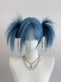 Kunkun Fish - Blue Eucalyptus Under Moonlight - blue straight wig - 【Blue Eucalyptus Under Moonlight】 with wig net