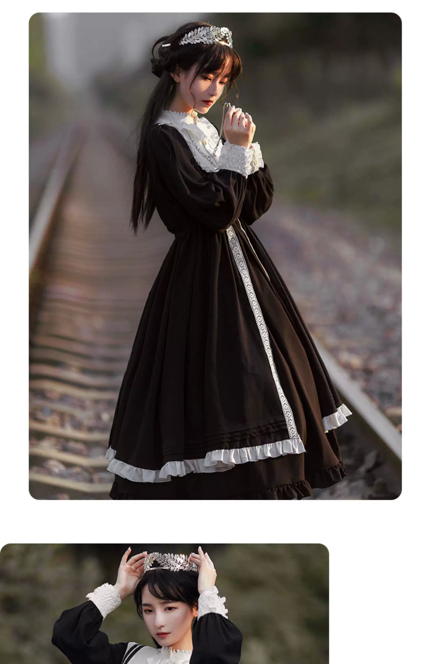 Sweetheart Dream Machine - Guiwu - Black OP Dress with White Lace Trim