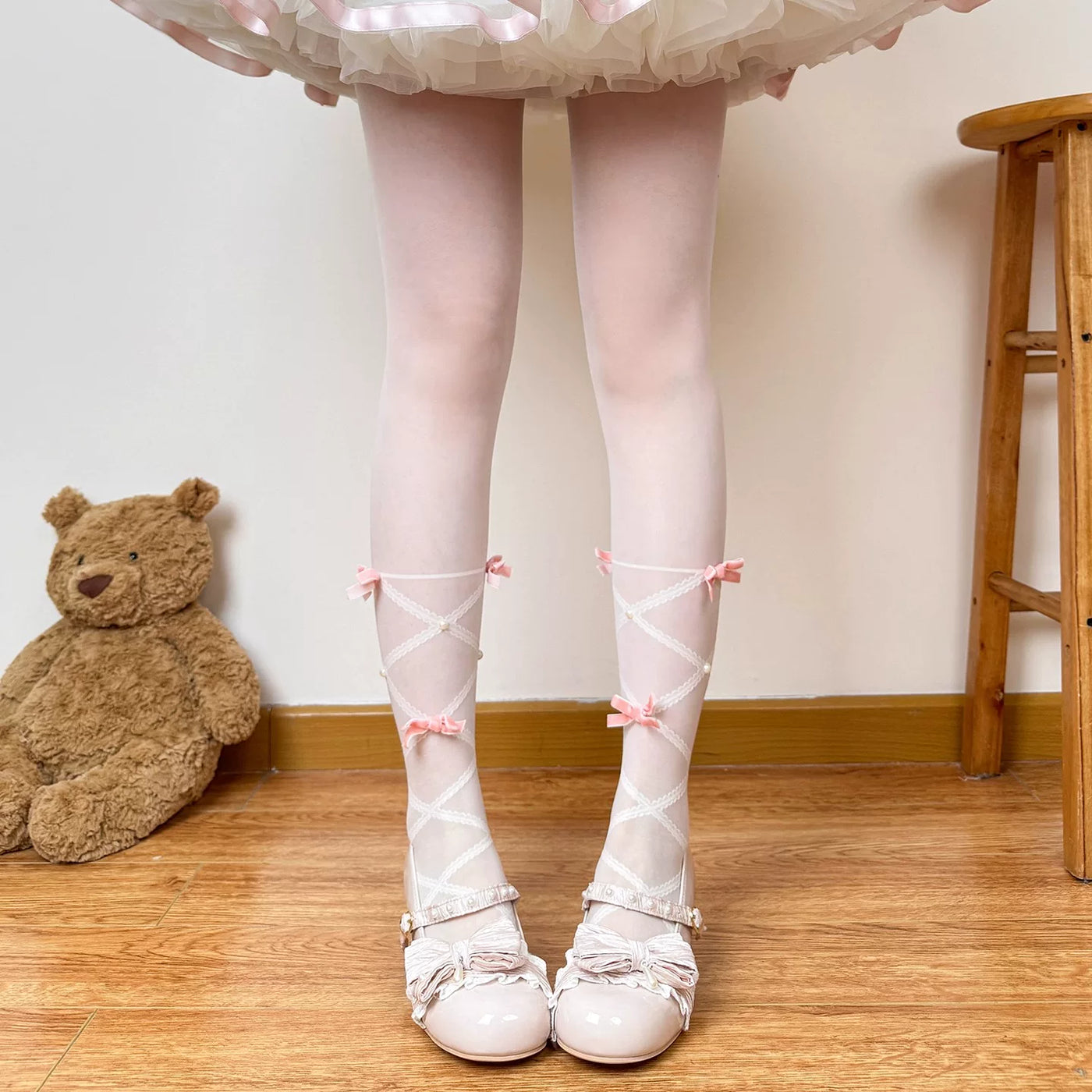 Chubby Bear Tales - Ballet Bow Collection - Tights with Decorative Bow and Motif Variations