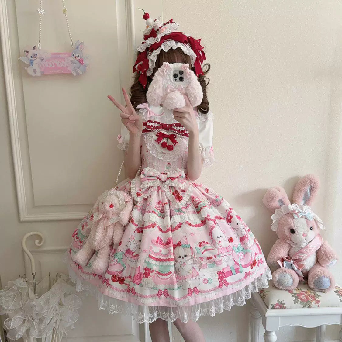Sweetheart Dream Machine - Original Design - Red, Pink, Blue or Yellow JSK with Layered Lace