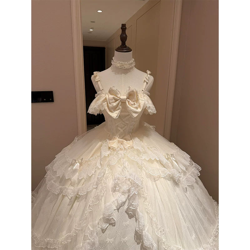 Flora Muse - Off-Shoulder Lolita Ballgown - Champagne formal lolita