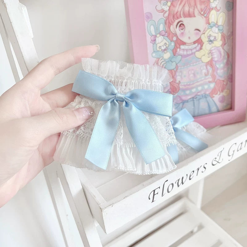 Floral Milk Cat - Bow Lace - Two-piece sleeve cuff set with lace bows