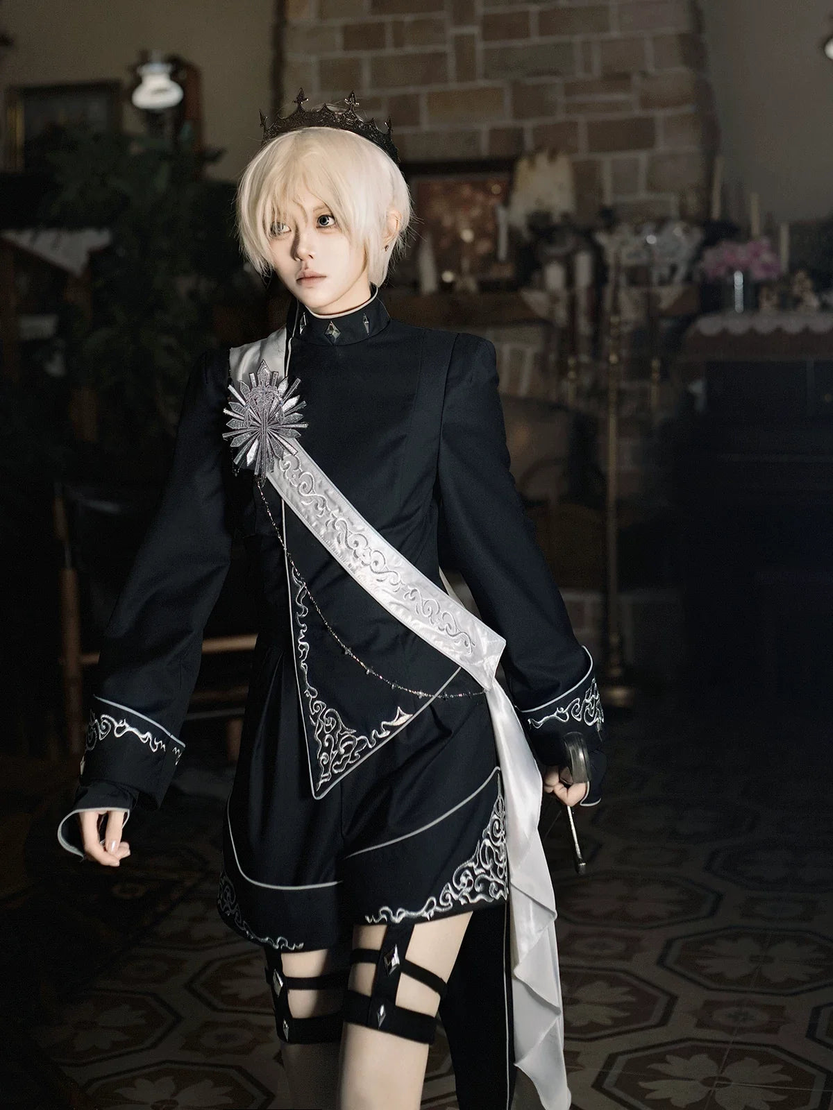 Your Princess - Oathbound Sword - Embroidery Ouji Lolita Set, High-Low Hem Coat