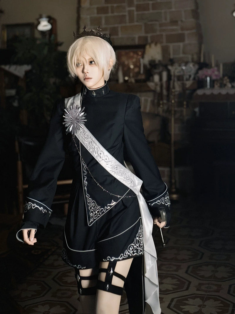 Your Princess - Oathbound Sword - Embroidery Ouji Lolita Set, High-Low Hem Coat