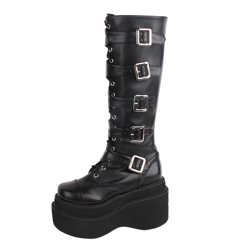 Angelic imprint - J-fashion Punk Lolita Classic Black - High Boots Shoes
