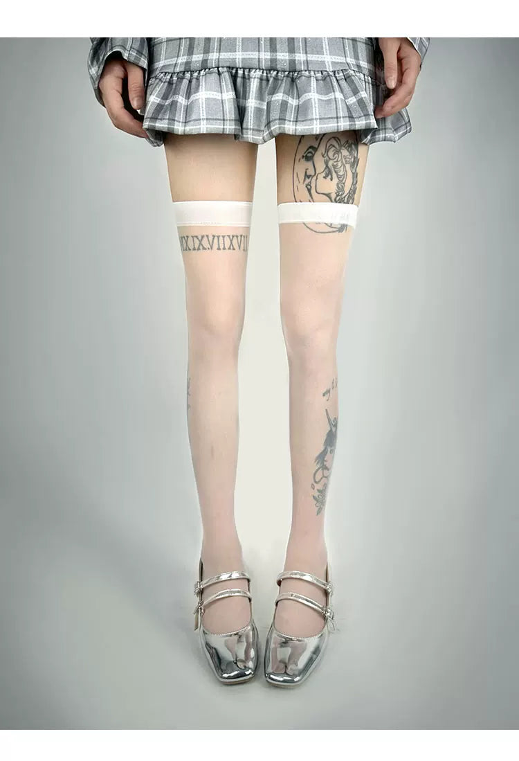 White Socks - Classic Sheer Line - Plain Sheer Stockings in Two Lengths