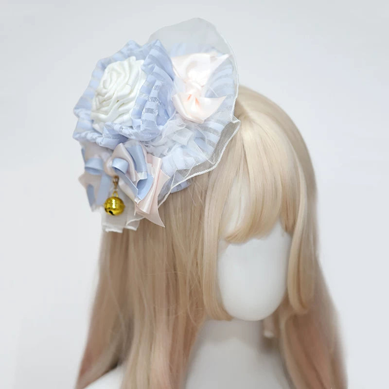 Her Vintage Society - Souffle - Blue or Pink Ballet Hair Clips with Mini Hat and Cat-Ear Styles