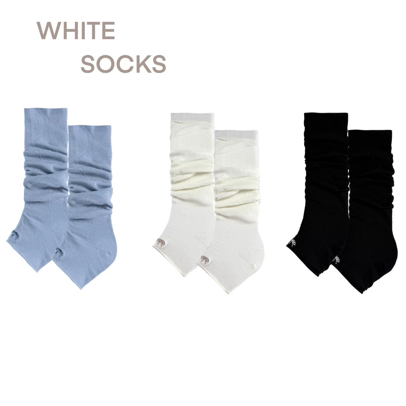 White Socks - Ballet Slouch - Footed Knitted Leg Warmers in Single or Multi-Pair Sets