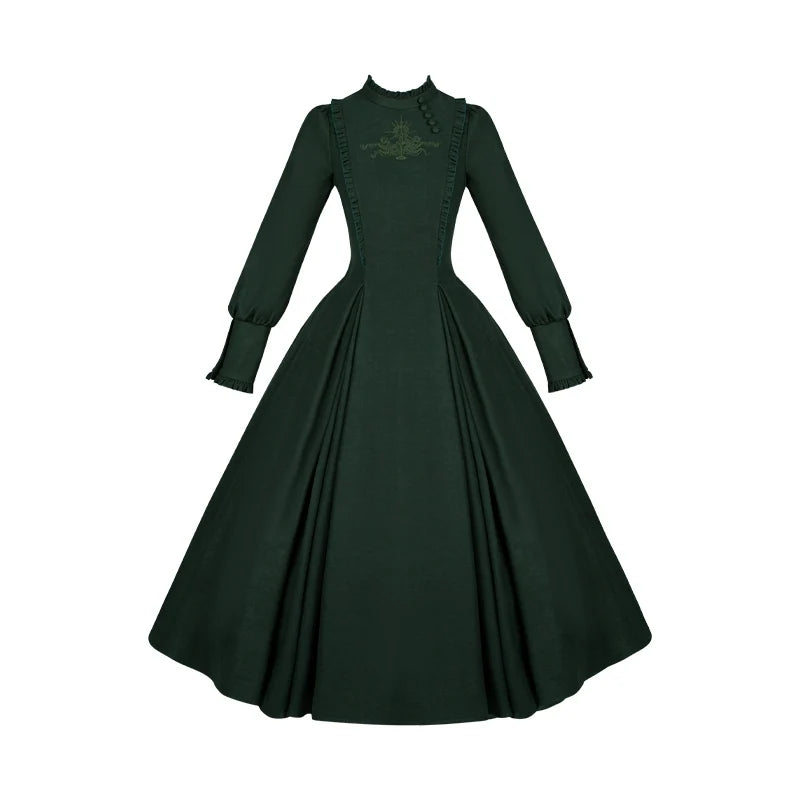 Abyss Clinic - Gothic Lolita Green Dress Set, Embroidery Accent 43929:789706