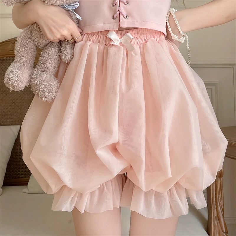 Sugar Girl - Casual Lolita Bloomers - Solid Color Organza Shorts Other Surprise