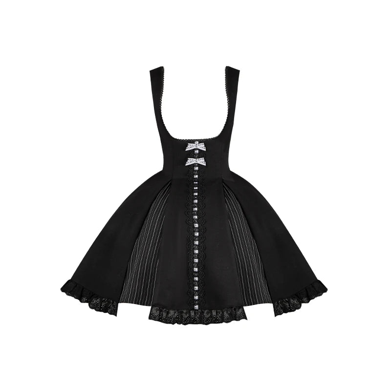 With PUJI - Monochrome Sonata - Classic Lolita Bust-supporting JSK Set, Piano Inspired detail view 8