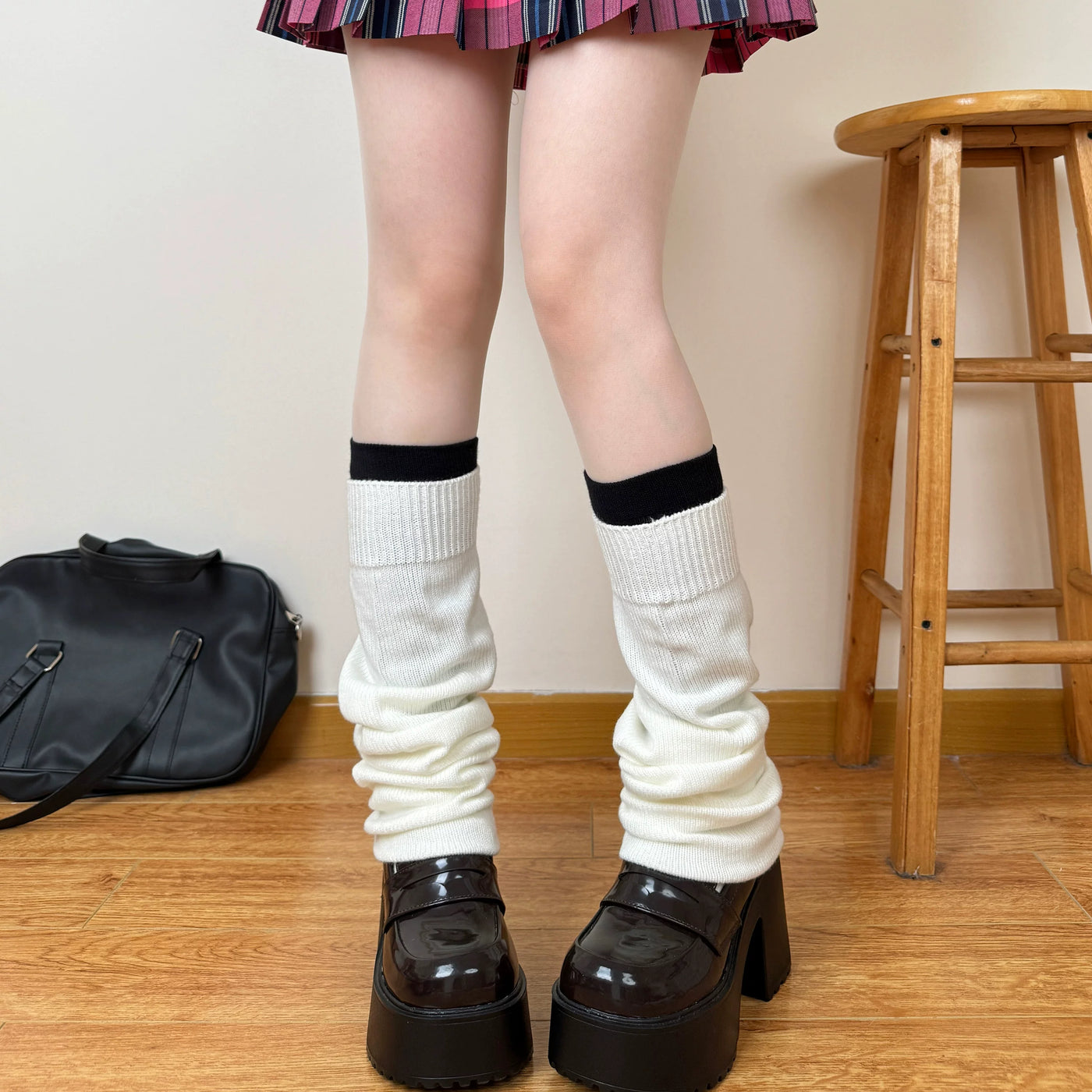 Chubby Bear Tales - JK School - Ribbed Footed Sock Covers with Slouchy Cuffs
