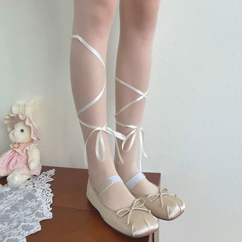Sock Noble - Bare-Leg Ribbon - Sheer Stockings with Satin Ribbon Ties