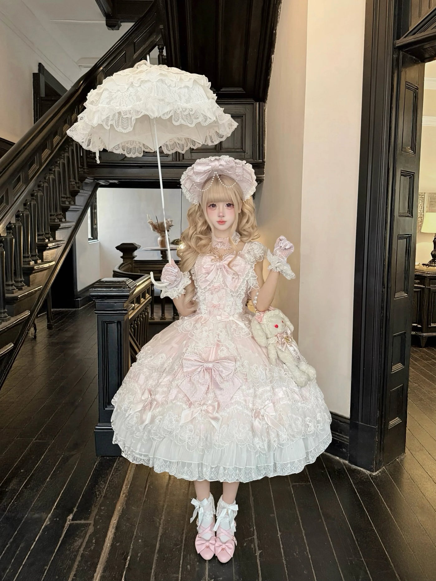 Sugar Girl - Sakura Blossom Dream - Dreamy Sweet Lolita JSK Dress, Abundant Lace & Bows