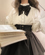 Two-piece set: top + lower skirt (bow tie included) / S