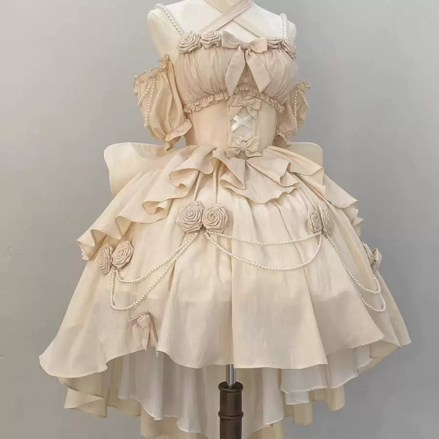 Sweetheart Dream Machine - Bridal Gradient - Gradient Lolita dress with a front-short, back-long hem and rose details