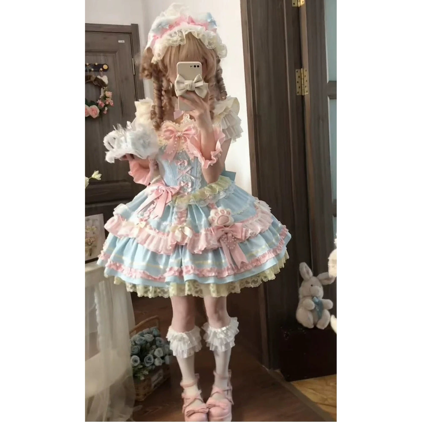 Creamy - Candy Palette - Blue-and-Pink JSK Dress Set with Train