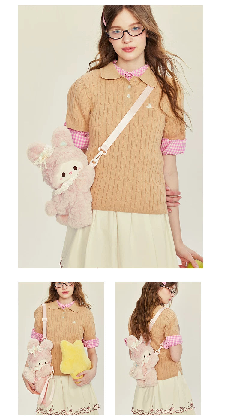 LambGuli - Rabbit and Lamb - Plush Crossbody Bag with Earphone-Bag Options