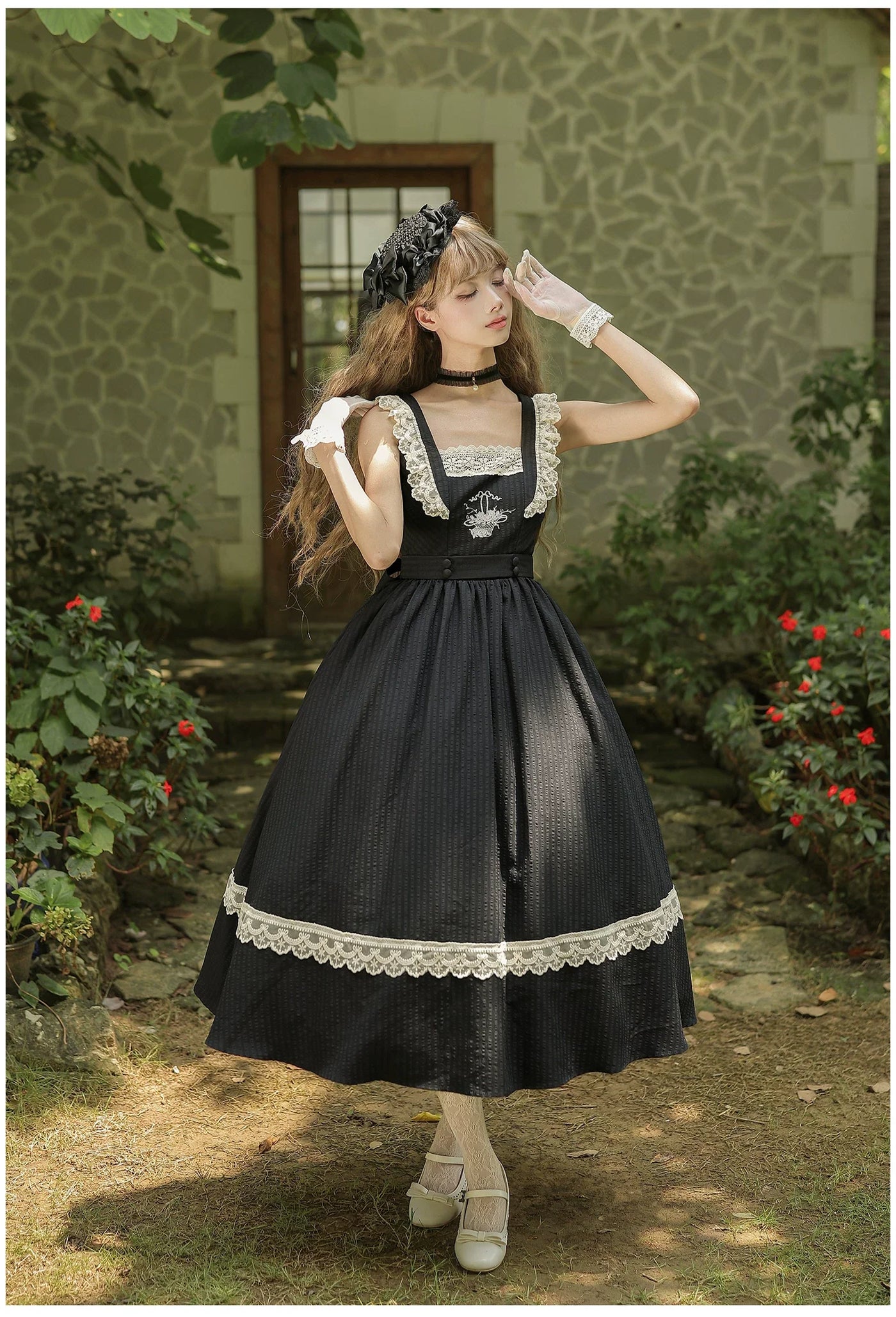 WithPUJI - Oak in the Wind - Classic Lolita JSK Dress with Rose Basket Embroidery - product detail 5