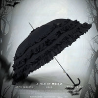 Independent Brand - Gothic Tiered Pagoda Lolita Parasol - Three-tier round ruffle parasol - curved handle