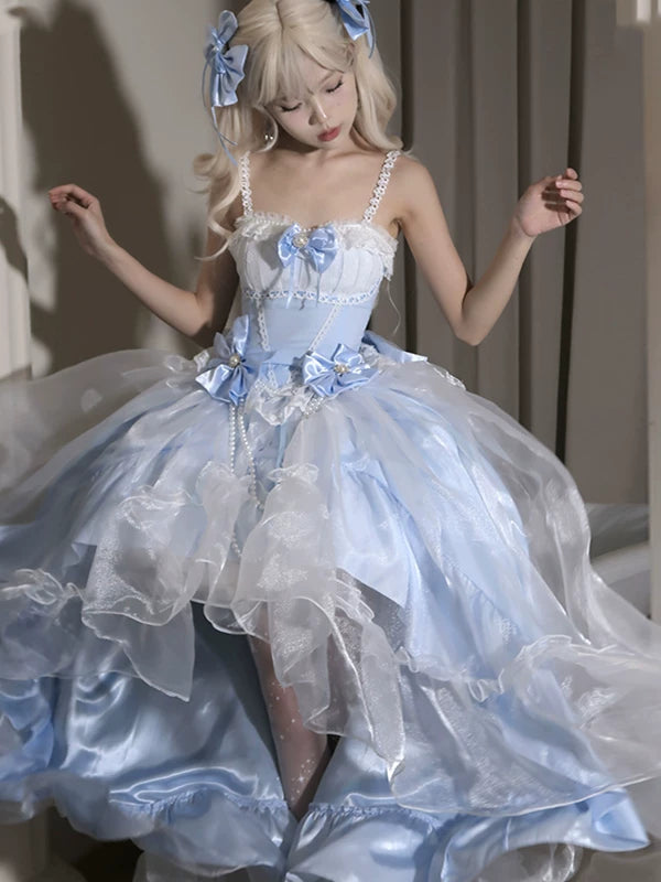 Daydream Whispers - Blue-and-White Porcelain - Lolita Fashion collection with layered translucent panels