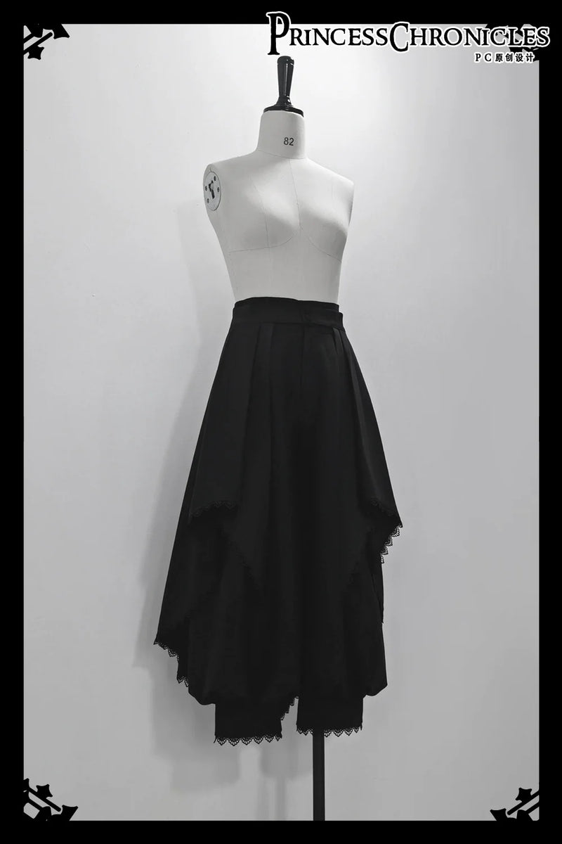 Sorcerer's law - Retro Gothic Lolita Coat Black Ninth Pants S Pants