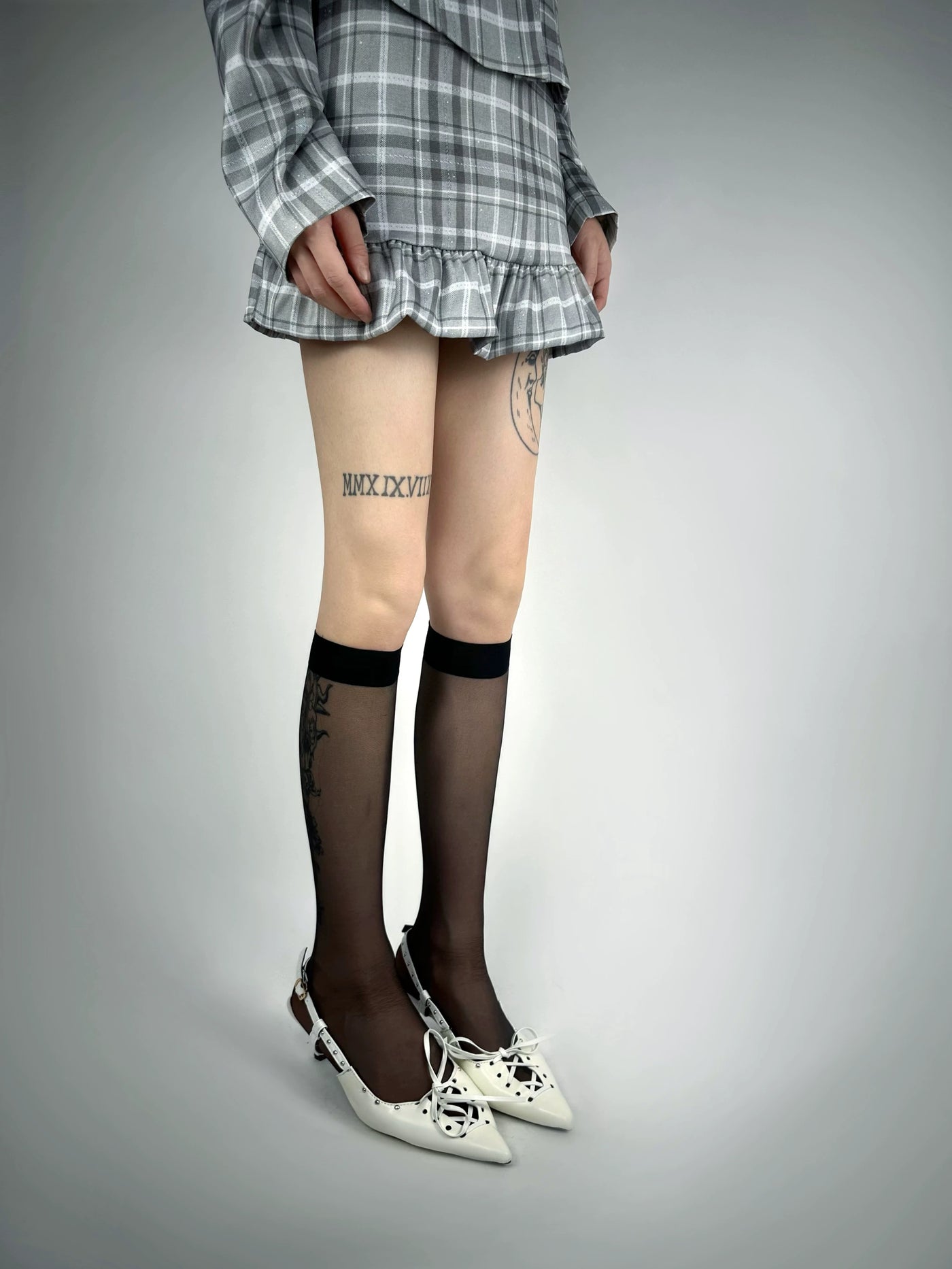White Socks - Classic Sheer Line - Plain Sheer Stockings in Two Lengths