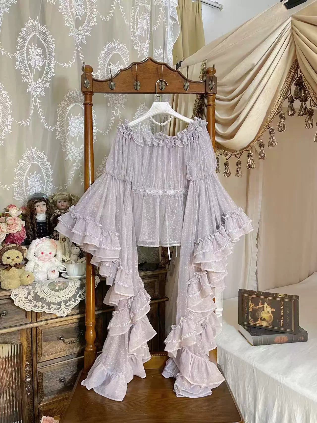 AF Butterfly Wing dotted-tulle Lolita blouse - ruffle detail
