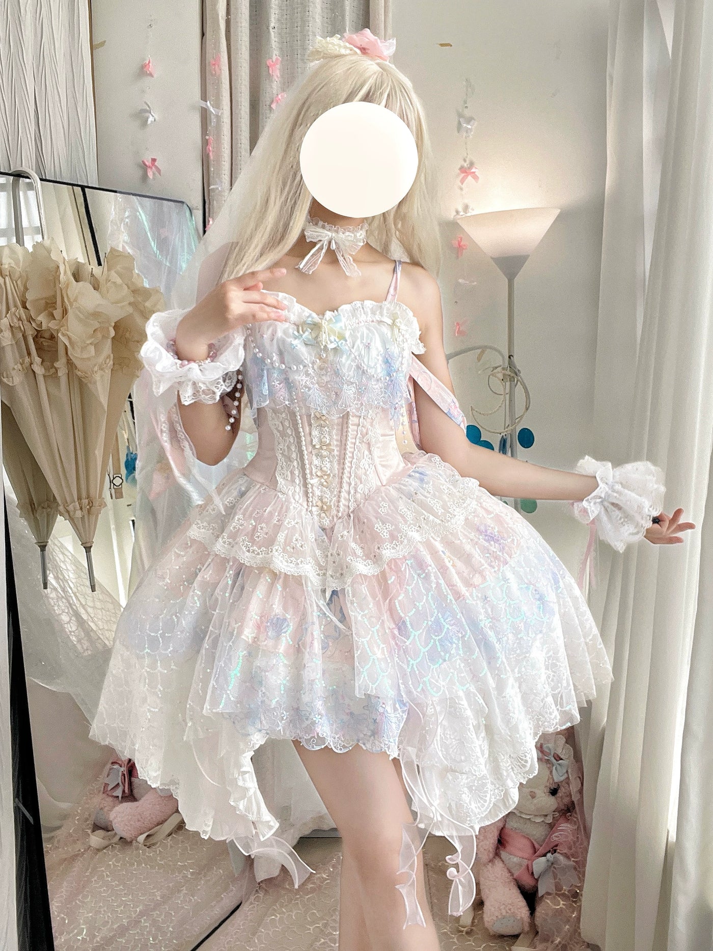 Thousand Wood - Mermaid's Tears - Lace JSK Full Set with Veil and Sleeves