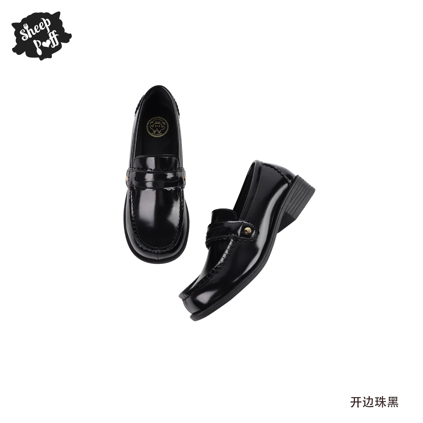 Sheep Puff Lolita Shoes with classic design and decorative bows, perfect for stylish uniforms or fashion outfits.