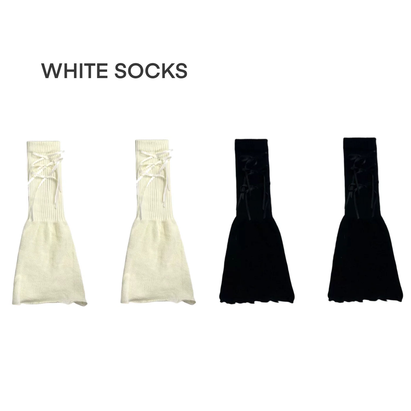 White Socks - Ballet Slouch - Thin Sock Covers with Ribbon Details