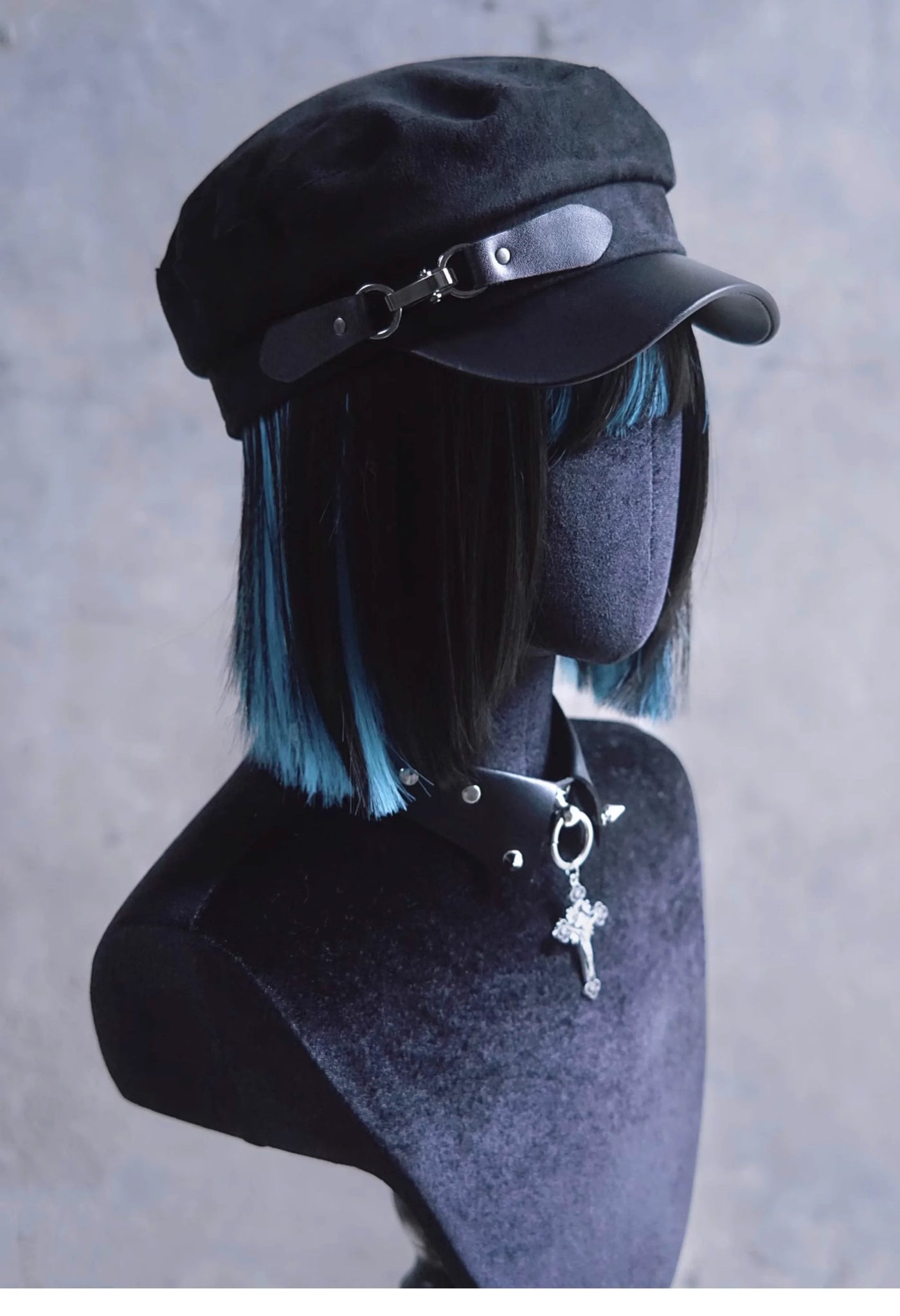 Strange Sugar - Gothic Lolita Hat Leather Buckle - Lolita Newsboy Hat Headwear