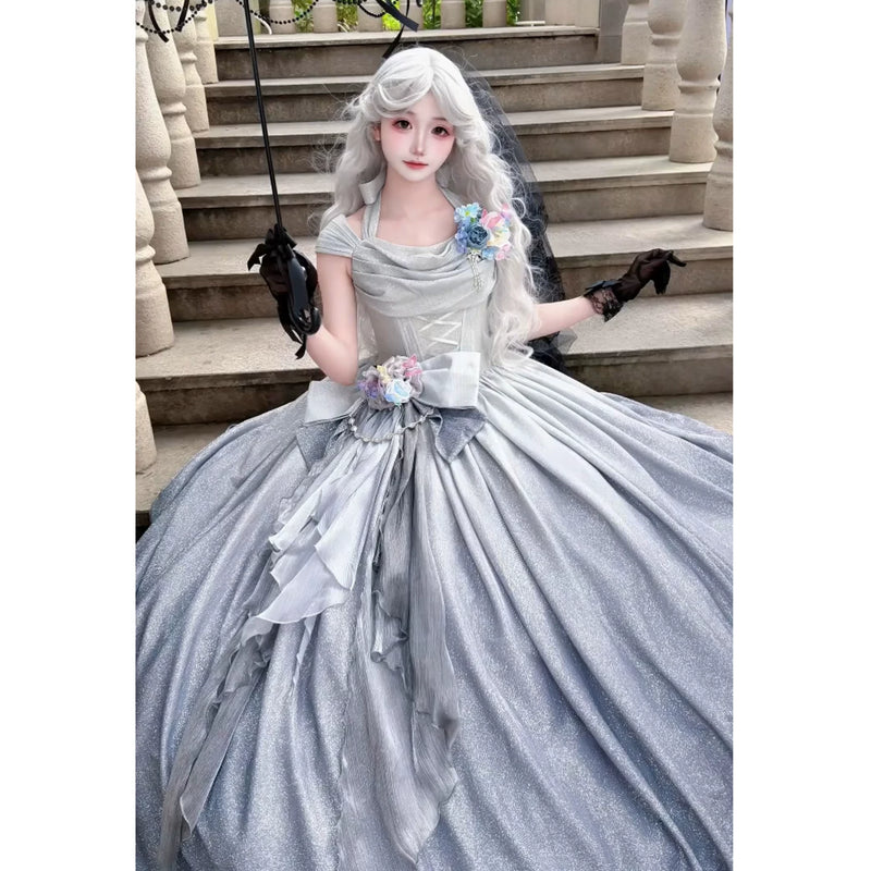 Emoji Dream - Star Dream Lolita Ballgown - Silver grey embellished