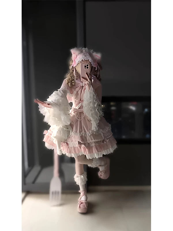 Creamy - Rose Princess - Cape and Suspender Dress Set or Hime-Sleeve Blouse with Lace Trim