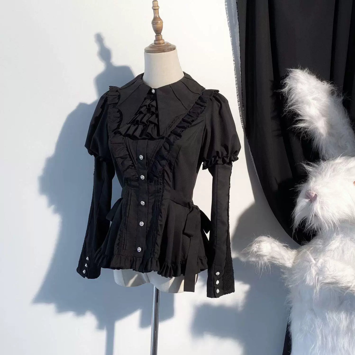 Sweetheart Dream Machine - Soft Sweet - Black or White Lolita Blouse with Batwing Collar
