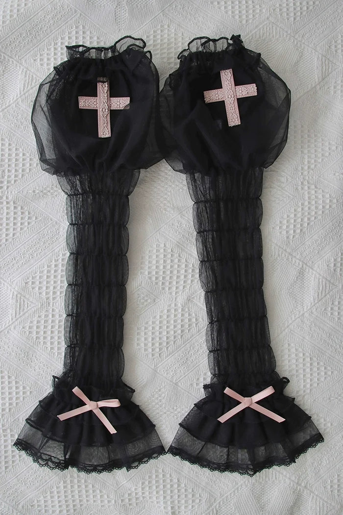 Alice Girl - Cross Maiden - Gothic Lolita Cuffs Puff Arm Sleeves