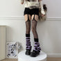 Multiple cross garter + black-and-purple striped sock sleeve / One Size